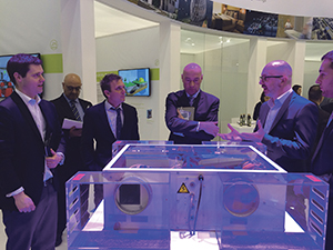 Graham Evans with clients during Milan exhibition