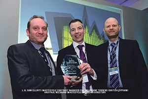 L-R: Sam Elliott, Wastecycle Contract Manager for BG, Shane Torrens, British Gypsum & Paul Needham, Wastecycle Managing Director